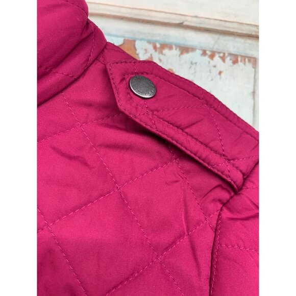 Talbots Womans M Diamond Quilted Raspberry Pink Jacket with Pockets Snap Down - Picture 4 of 9